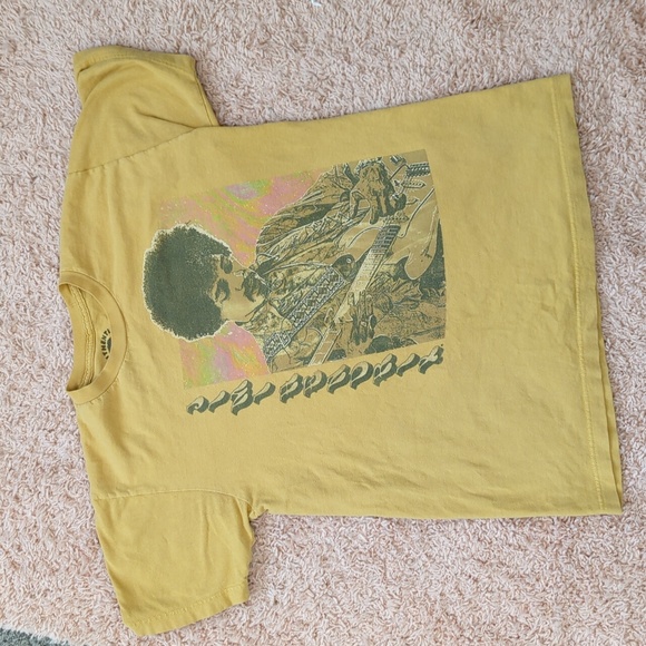 Jimi Hendrix Rock Guitarist Gold Tee Shirt Women's Size M - Picture 1 of 4